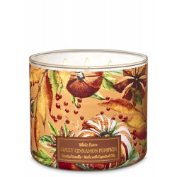 Bath & Body Works White Barn Sweet Cinnamon Pumpkin 3 Wick Scented Candle