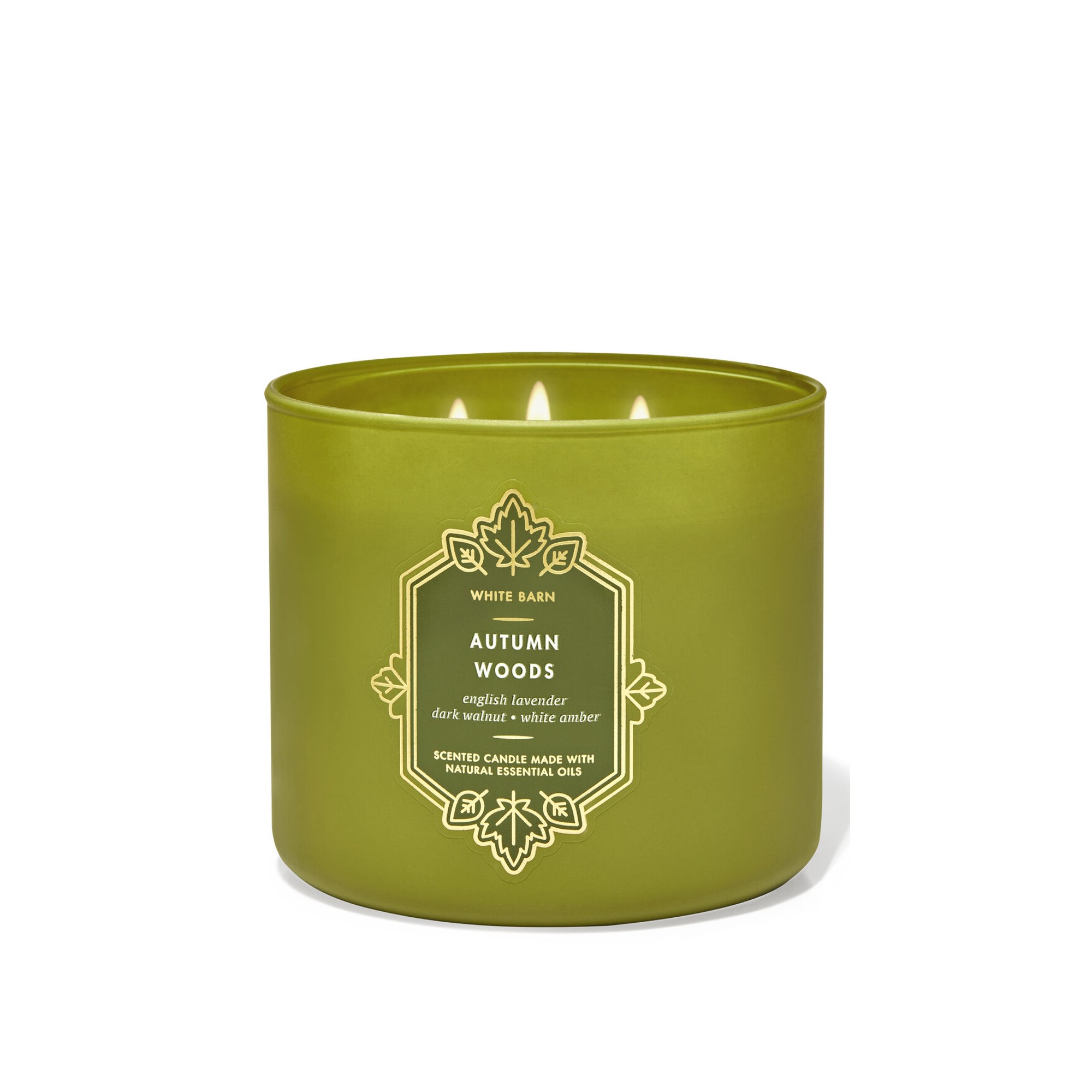Bath & Body Works White Barn Autumn Woods 3 Wick Scented Candle