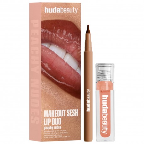 Huda Beauty Makeout Sesh Lip Duo Peachy Nudes