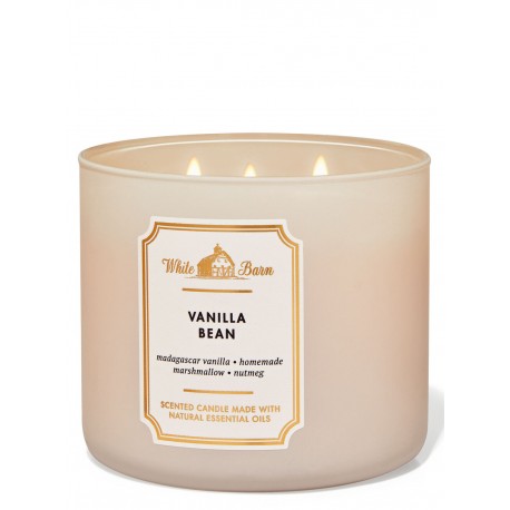 Bath & Body Works White Barn Vanilla Bean 3 Wick Scented Candle