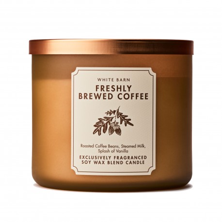 Bath & Body Works White Barn Freshly Brewed Coffee 3 Wick Scented Candle