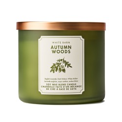 Bath & Body Works White Barn Autumn Woods 3 Wick Scented Candle