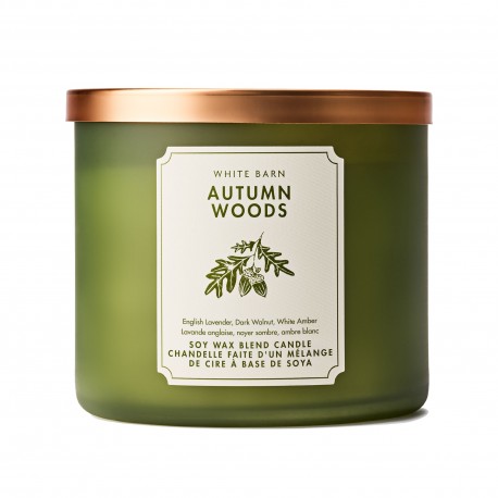 Bath & Body Works White Barn Autumn Woods 3 Wick Scented Candle