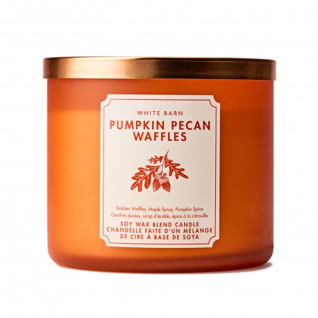 Bath & Body Works White Barn Pumpkin Pecan Waffles 3 Wick Scented Candle