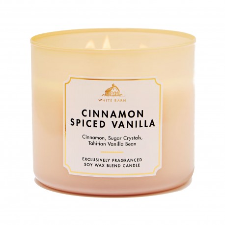 Bath & Body Works White Barn Cinnamon Spiced Vanilla 3 Wick Scented Candle