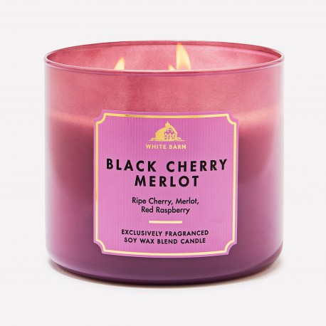Bath & Body Works White Barn Black Cherry Merlot 3 Wick Scented Candle