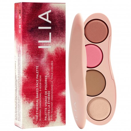 Ilia The Ethereal Baked Face Palette Botanical Blur Bronzer, Highlighter & Blush With 8-Hour Wear