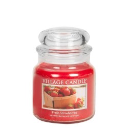 Village Candle Fresh Strawberries Medium Jar Glass